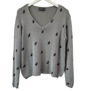 Wooden Ships Football Pullover Knit Sweater Oversized Gray Lightweight X/S EUC